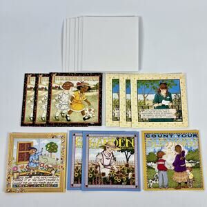 VTG Mary Engelbreit Note Card Envelope Set Of 10 Blessings Friendship Garden